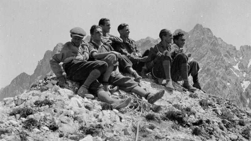 Jungmannschaft der Sektion München am Watzmannhaus, 10. April 1936 bis 13. April 1936, Fotograf Karl Zeh, Quelle: DAV-Archiv