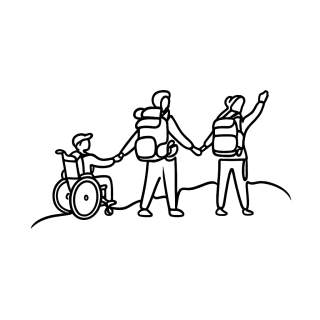 Three people hiking