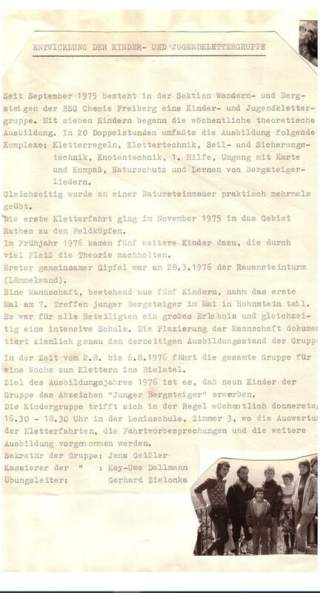 Bericht aus der Vereinschronik des Sächs'scher Maunt'nverein Freiberg e.V.