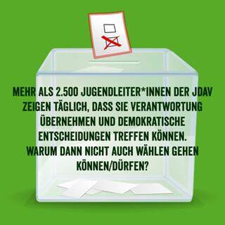 Wahlurne mit Jugendleiter*innen Verantwortung