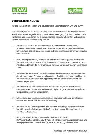 Verhaltenskodex von DAV und JDAV